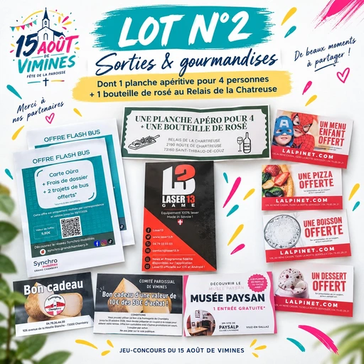 Lot n°2 – Sorties & gourmandises Dont 1 planche apéritive pour 4 personnes avec une bouteille de rosé au Relais de la Chartreuse.